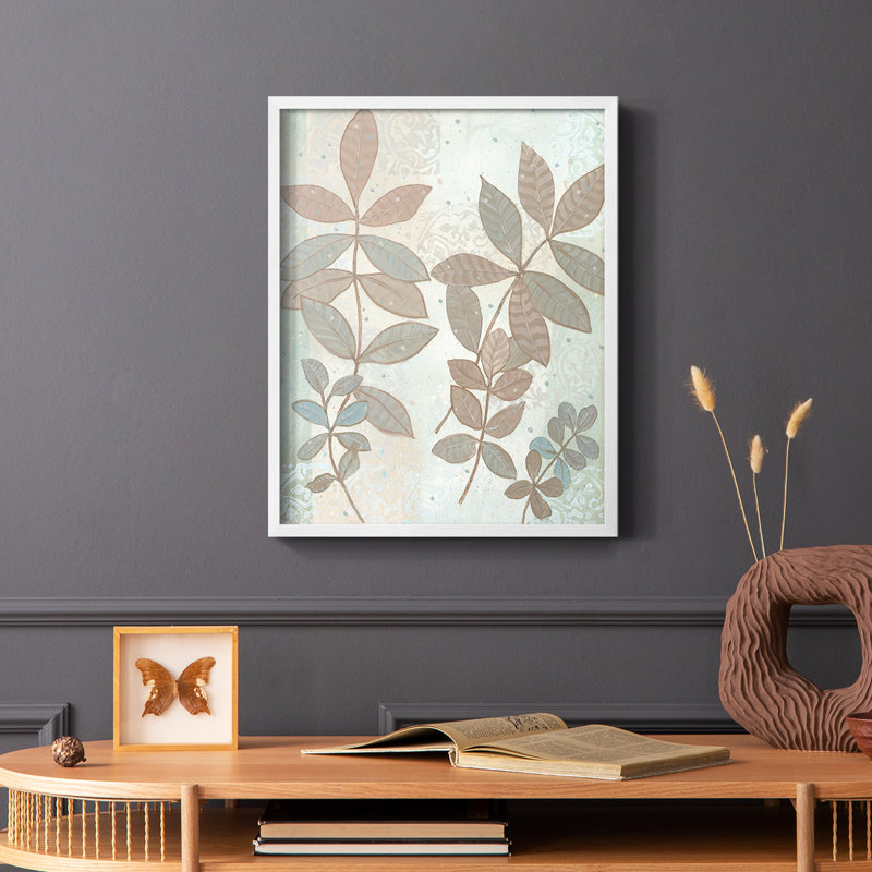Leaf Cluster I Framed Print - Solid Wood, 14" H x 11" W, White