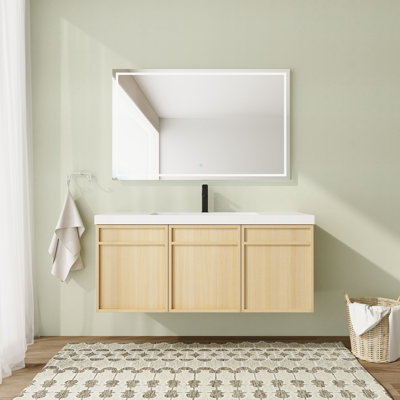 48 inch Wall-Mounted Single Bathroom Vanity With Resin Vanity Top