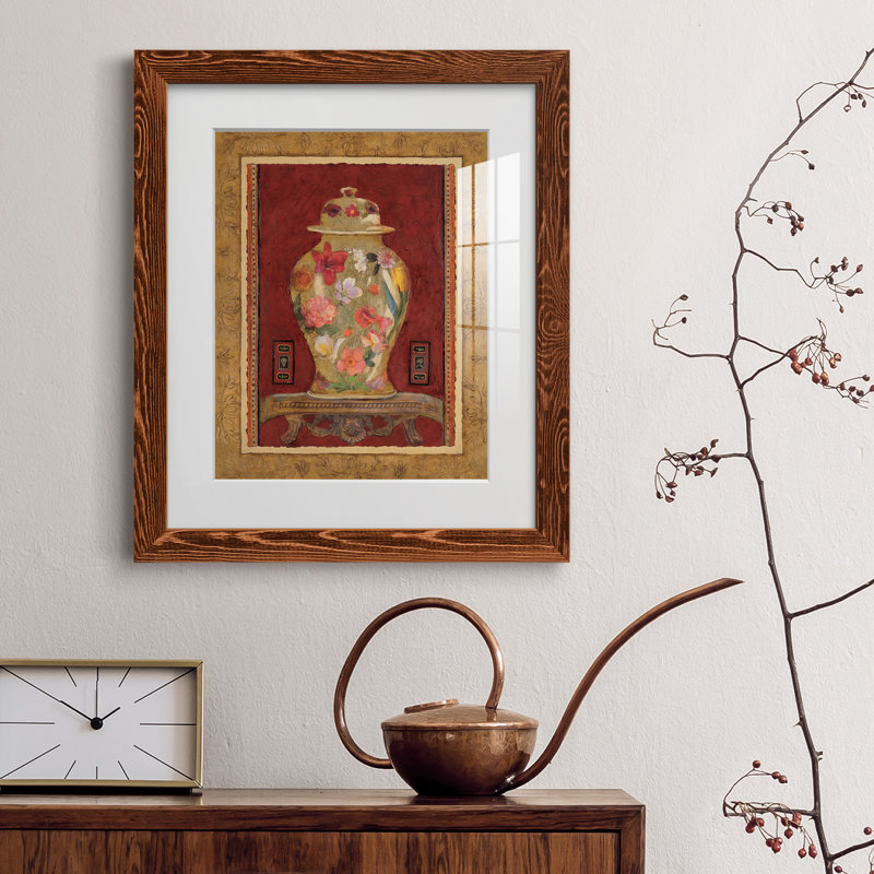 Romantique urne I - peinture encadrée, Papier avec cadre érable, H 20 po x l 17 po x P 1,5 po