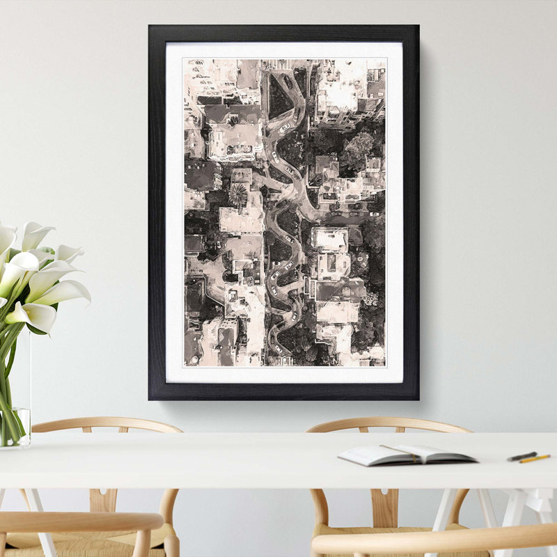 Above Lombard Street In San Francisco - Single Picture Frame Painting, 45cm H x 33cm W x 2cm D, Black Framed
