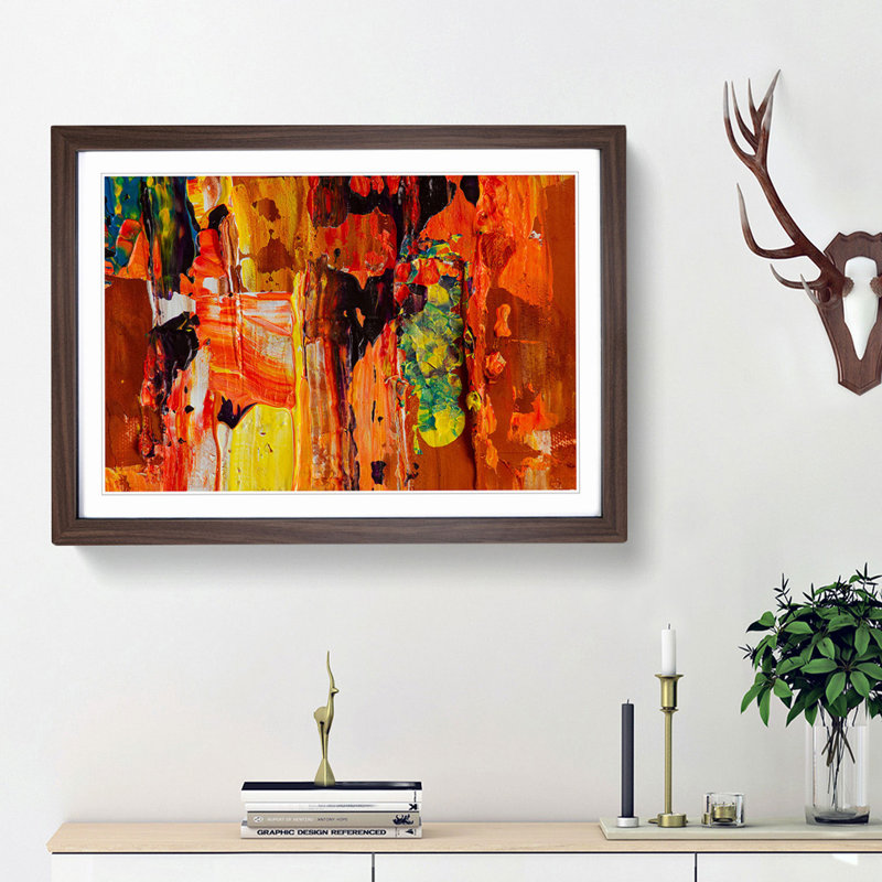 Abstract Art Painting Vol.251 by S.Johnson - Picture Frame Painting Print, Walnut Framed, 62cm H x 87cm W x 2cm D