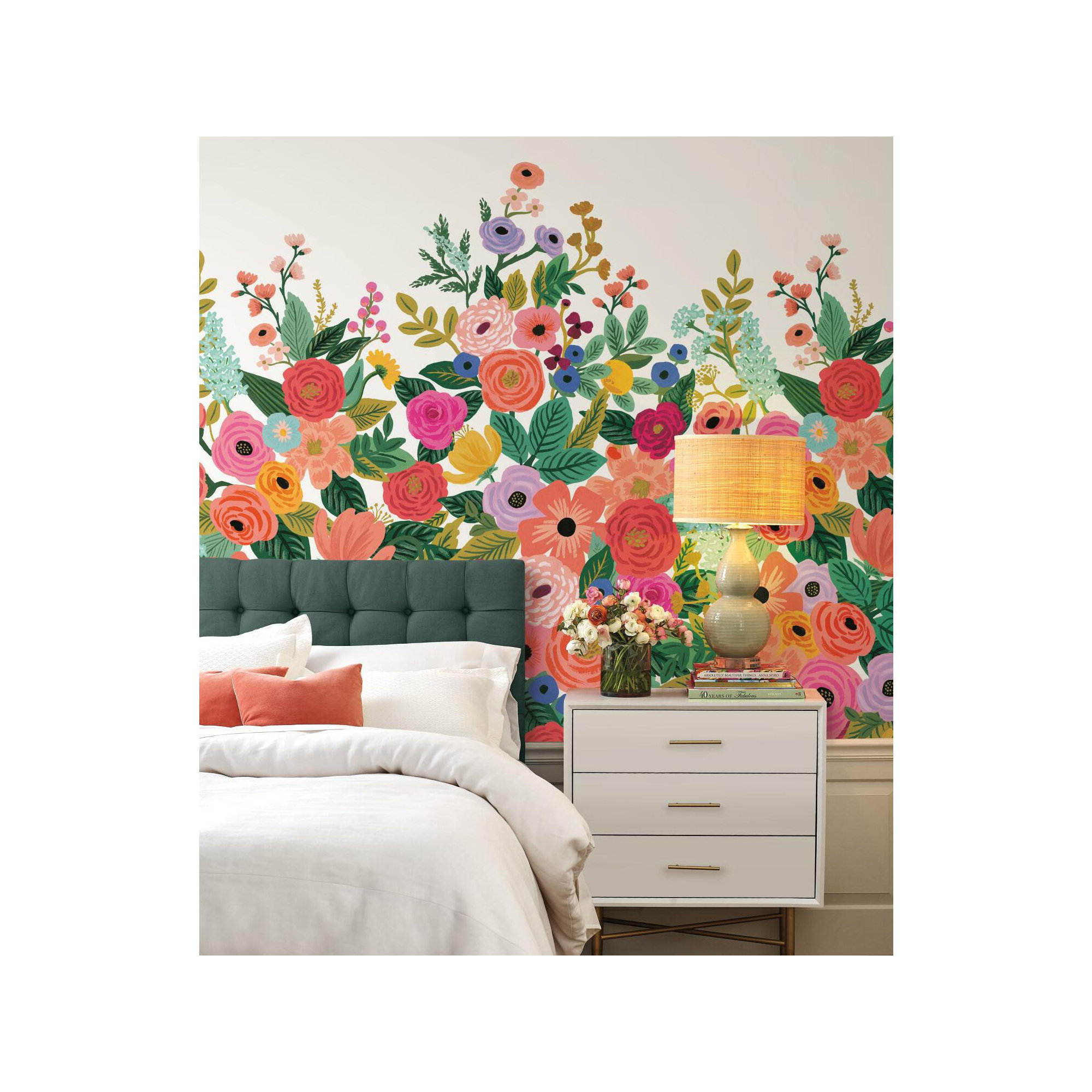 Rifle Paper Co. Garden Party 11.2' L  x  66.5" W Wallpaper Roll, Cream/Bright Pink