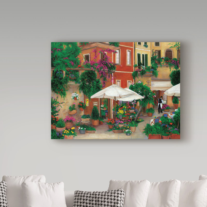 «Flowers By The Cafe», reproduction de photo sur toile tendue, H 35 po x l 47 po x P 2 po