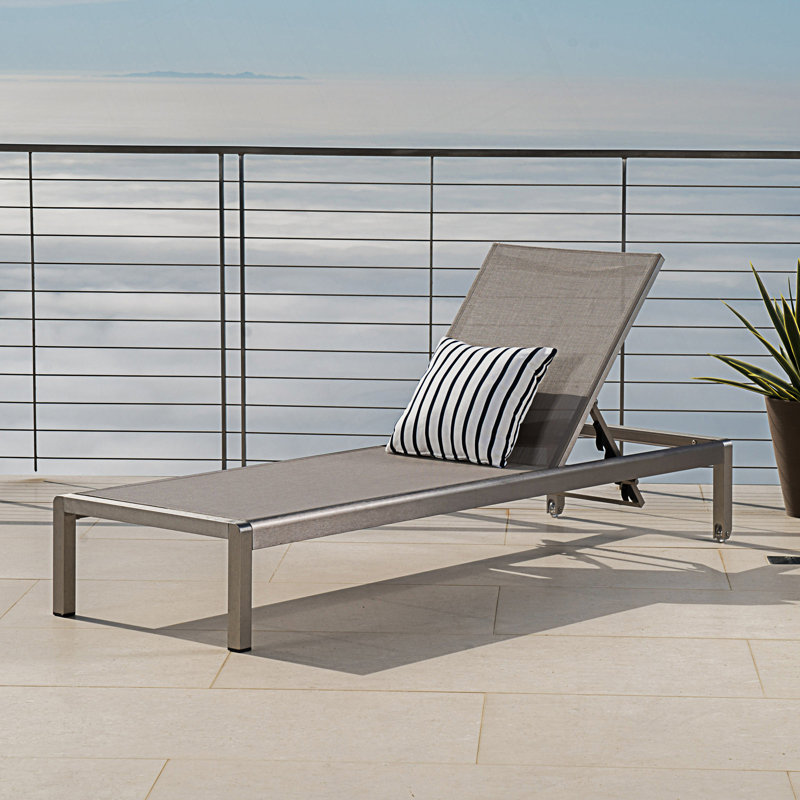 Chaise longue en aluminium, Gris clair, 1