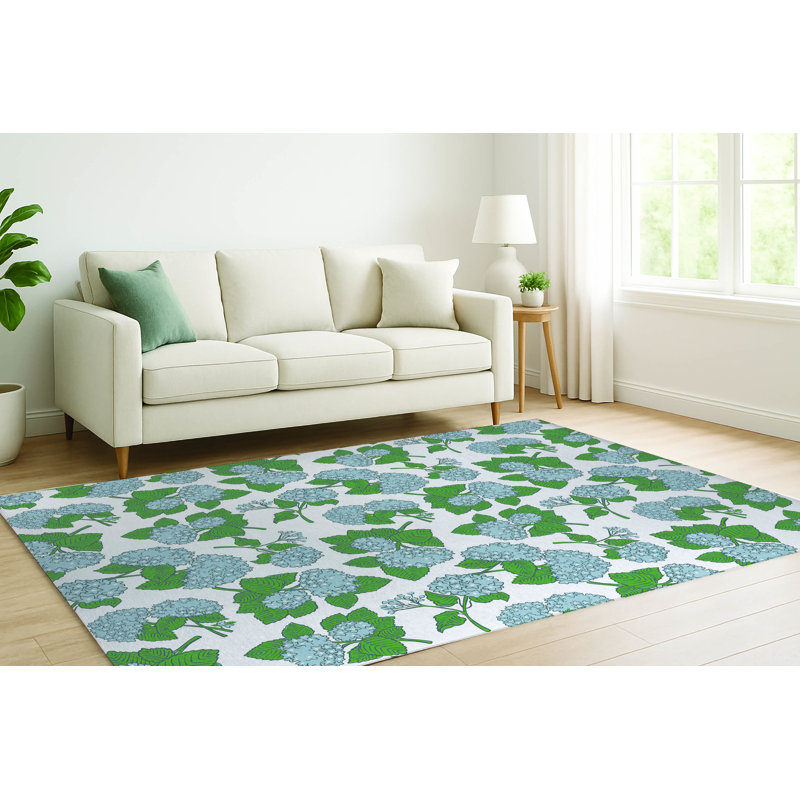 Tapis décoratif Hydrangea, Rectangulaire 8 pi x 10 pi