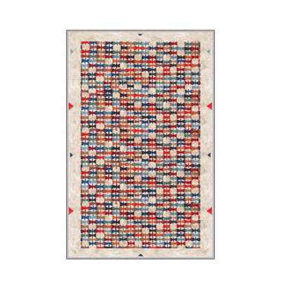 Ayios Moroccan Machine Made Tufted Polyester Area Rug in Red/Brown/Blue