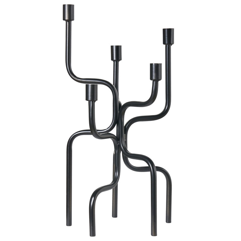 PORRTELA Metal Tabletop Candelabra, Black