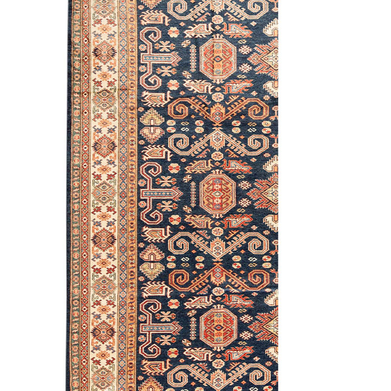 Tapis bleu / brun / beige de haute qualité noué à la main Caucase