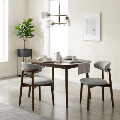 Chaises de salle à manger en bois, chaises de cuisine rembourrées en tissu moderne avec dossier incurvé et patins réglables - Gris, chaises de salle à manger de style campagnard pour le salon, la cuisine et le café