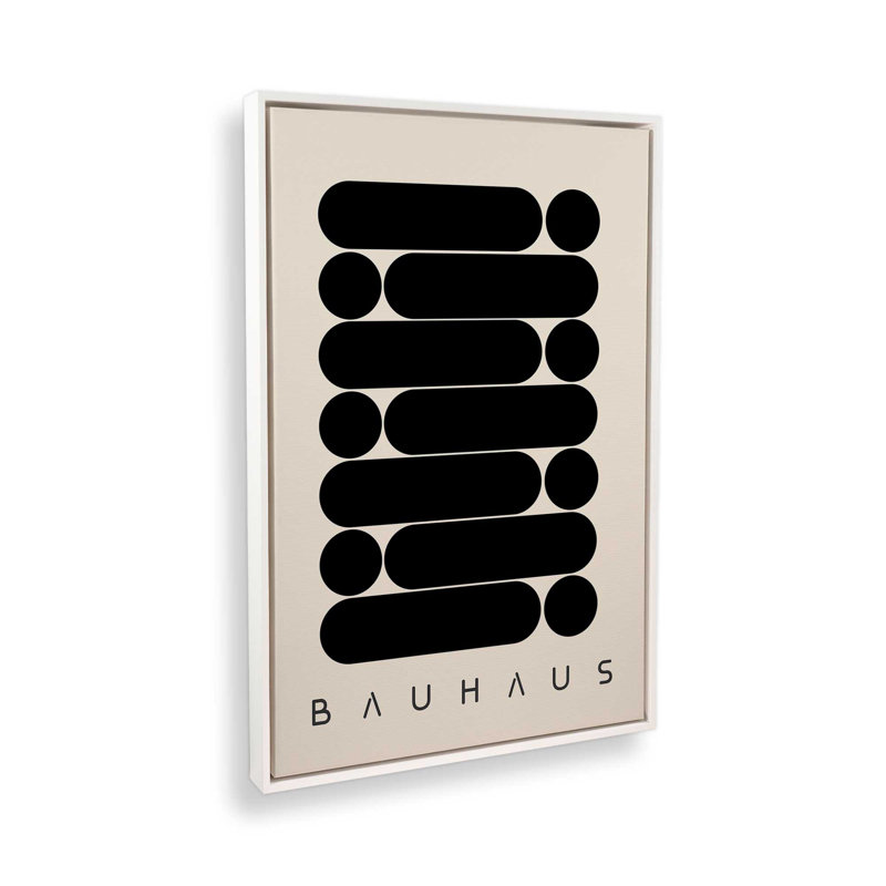 Impression abstraite de Bauhaus, H 12,75 po x l 8,75 po x P 1,75 po, Cadre flottant blanc opaque
