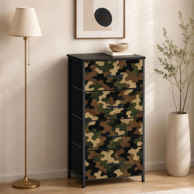 Commode à 4 tiroirs pour chambre à coucher Camouflage sans couture Camouflage Woodland