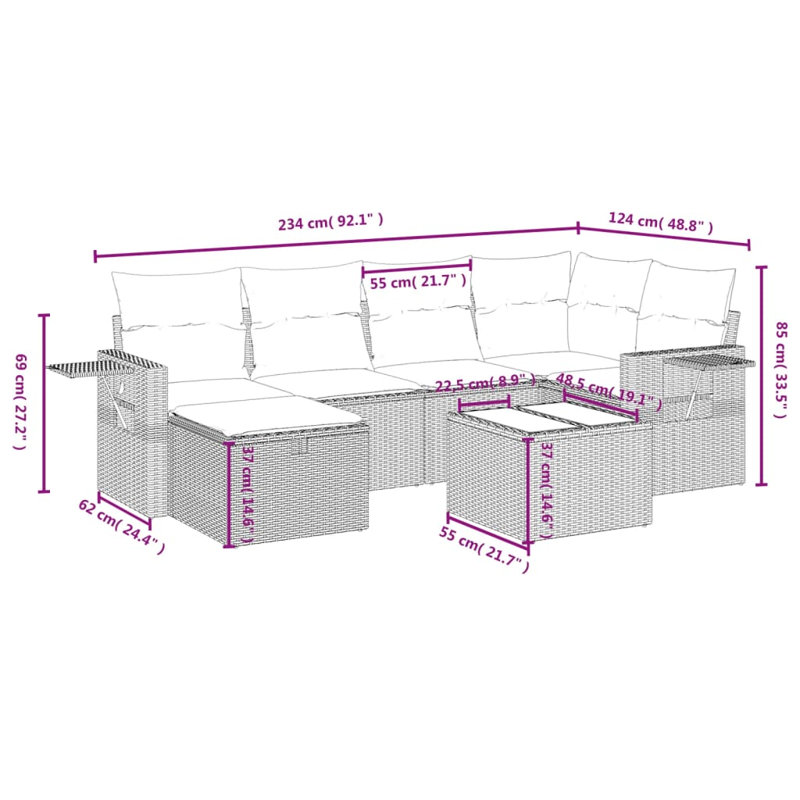 Ensemble de canapé de jardin Vidaxl