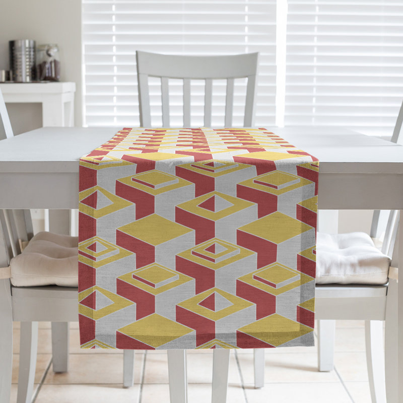 Chemin de table Classic Skyscrapers, 16 po x 90 po, Jaune / rouge