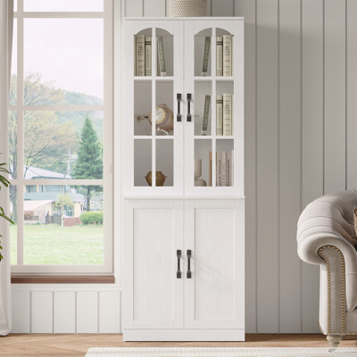 71" H X 23.6" W Kitchen Pantry With Bookcases, Glass Door Kitchen Hutch by Ebern Designs