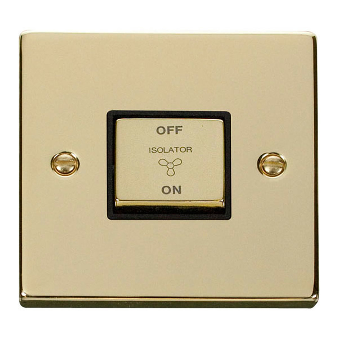 Polished Brass 10A 1 Gang Ingot 3 Pole Fan Isolation Switch