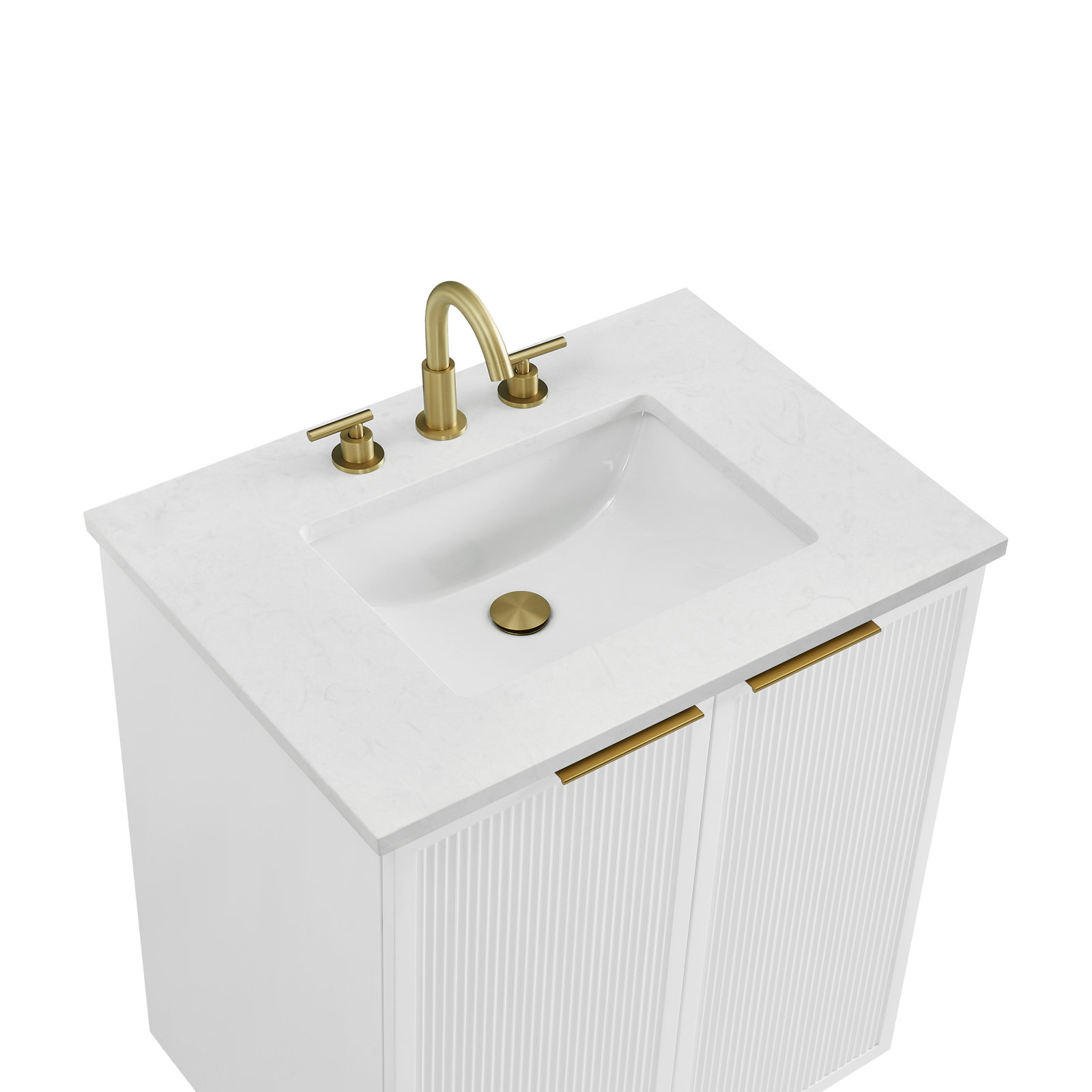 Aderyn 30" Single Vanity, White/Brushed Bronze