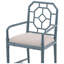  Chaise avec accoudoirs en bambou acajou bleu clair