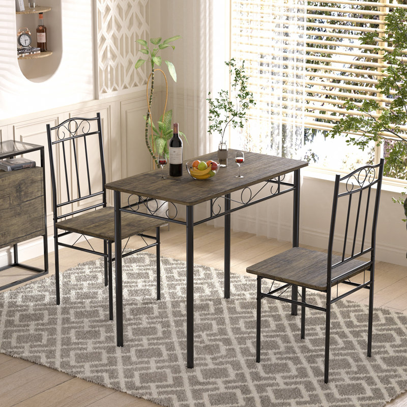 Barnabas 2 - Person Dining Set, Black, Dark Brown, Dark Brown/Black