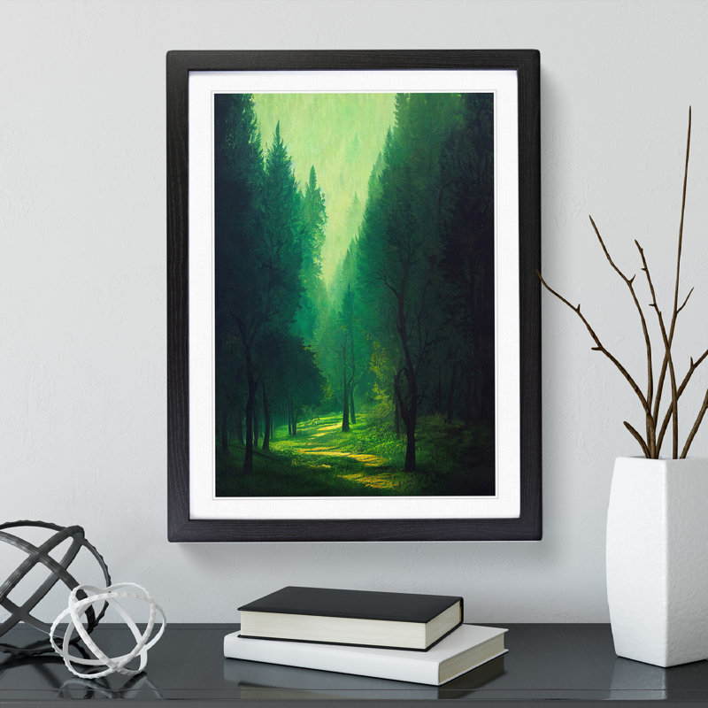 Angelic Forest - Single Picture Frame Print, 64cm H x 46cm W x 2cm D, Black