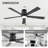 52'' Flush Mount Ceiling Fan with Light and Remote, Low Profile 5-Blade Fan, Dimmable 3CCT LED with RGB Ambient Light, Quiet Reversible DC Motor, 6 Speeds-863791090
