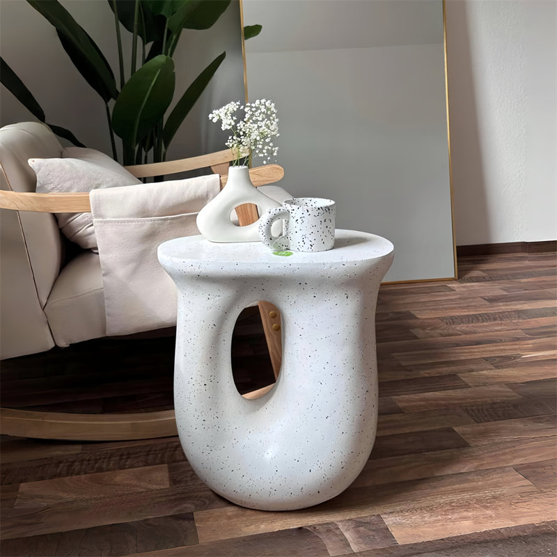 U-Shaped Side Table Concrete Accent Coffee Table