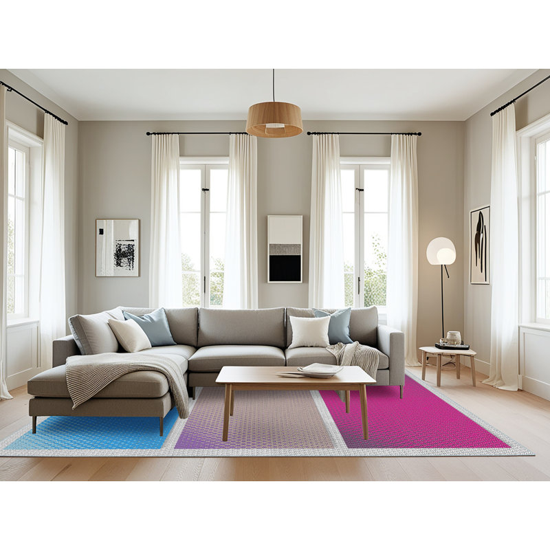 Tapis motif rose/gris/bleu Peddie, Rectangle 8 pi x 10 pi