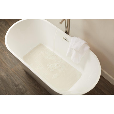 Commercial Products Bath Tub And Shower Mat, 36-Inch X 18-Inch, White, Extra Long, Machine Washable, Safti-Grip Non-Slip Bathroom Mat With Suction Cups For Home/Hotel/Show
