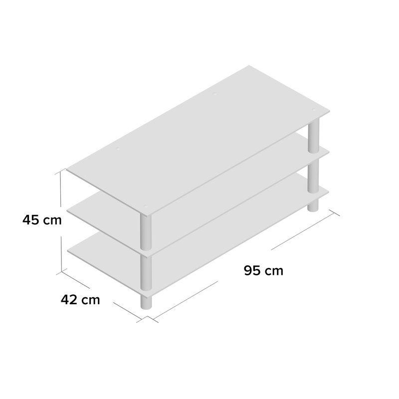 Whalen TV Stand for TVs up to 42", Silver / Black Glass