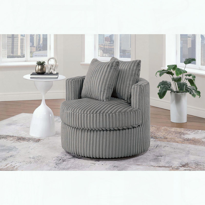 Chaise en velours côtelé fourrure velours, texture moelleuse et base arrondie, Gris