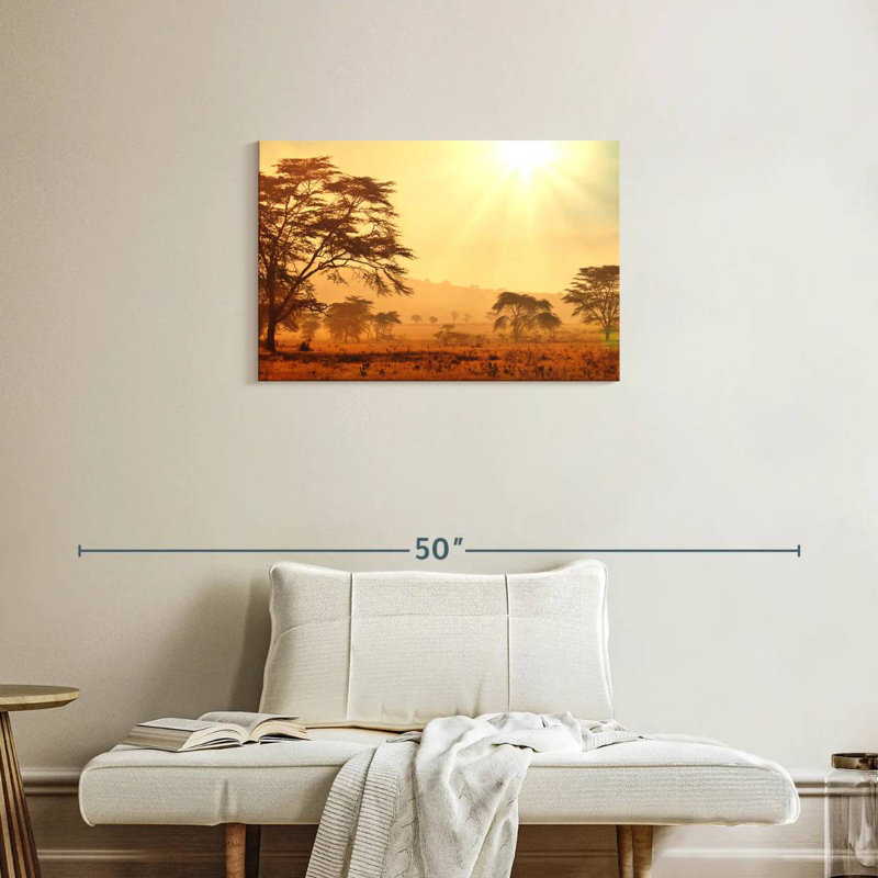 Ravi, savane africaine, lever de soleil, H 20 po x l 30 po