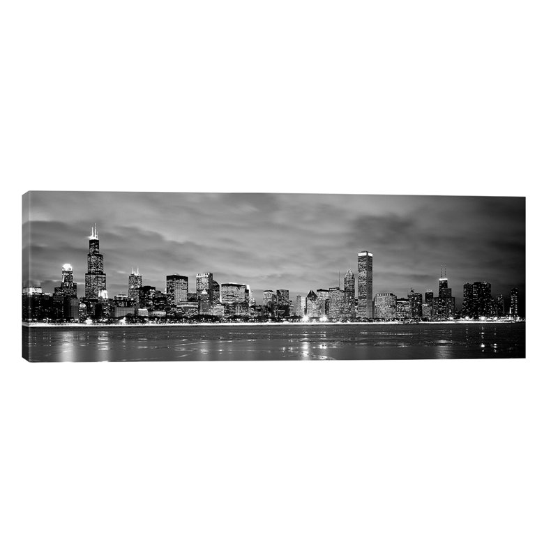 Buildings At The Waterfront, Chicago, Illinois, Usa by Panoramic Images - Wrapped Canvas Panoramic Print