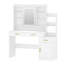Dressing Table with Mirror, Vanity Desk with Adjustable LED Light, Large Desktop, 3 Drawers and 1 Storage Cabinet, Open Shelves, Vanity Table for Bedroom
