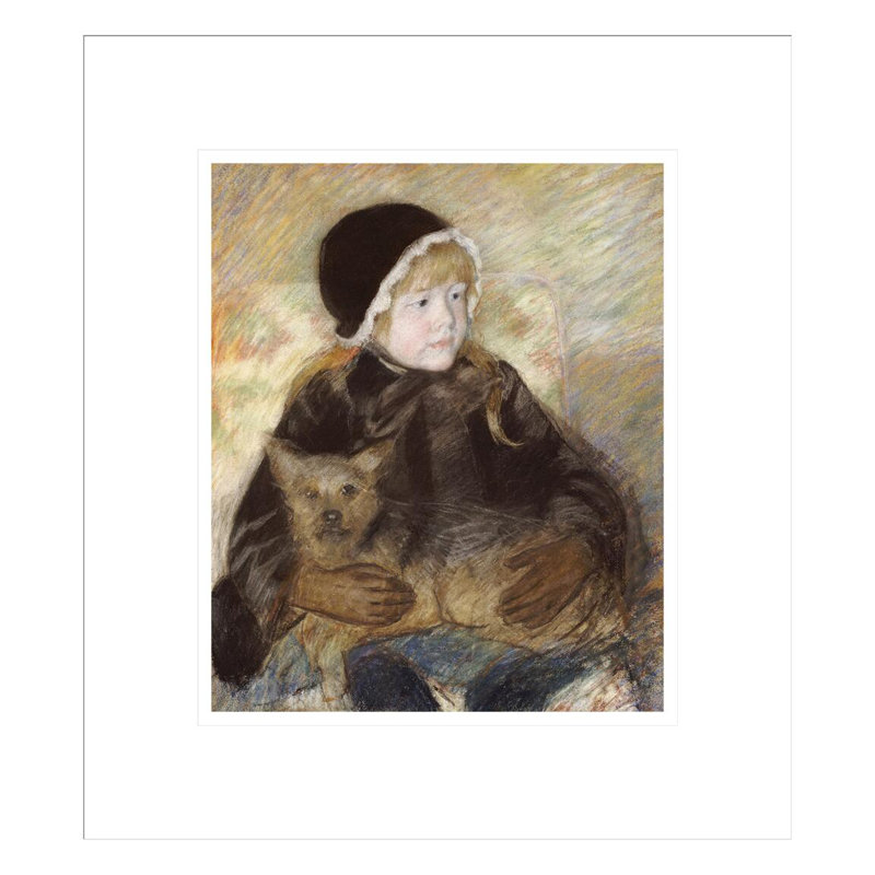 «Elsie Cassat tenant un gros chien» par Mary Cassatt, impression giclée encadrée, 15.45" H x 13.75" W