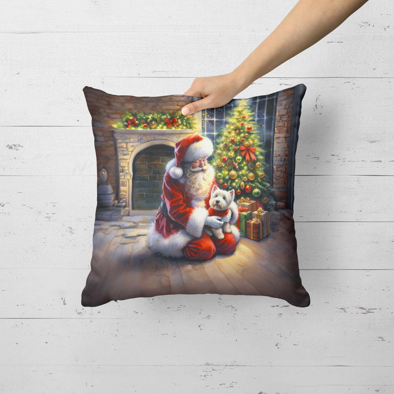 Coussin Westie and Santa Claus, H 18 po x l 18 po