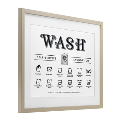 Wash Cycles Instructions Framed Print Under Glass, design by Lettered and Lined