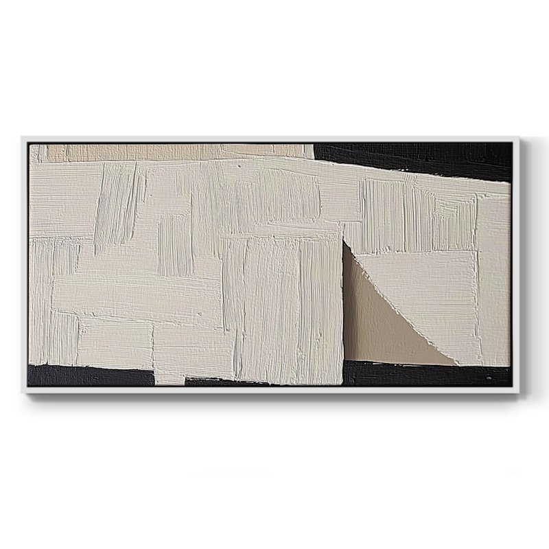 Série abstraite - DCXLII - Toile tendue avec châssis encadré - Prêt à être accroché, H 21 po x l 41 po, Blanc