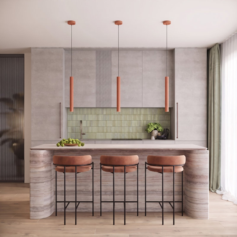Arche - Light Stainless Steel Pendant, 8x8x120 cm, Red Ochre, 1 Light