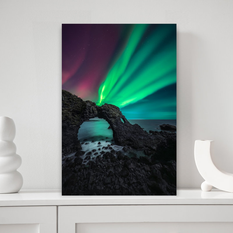 «Northern Lights», arche de l'océan, paysage côtier dramatique, H 18 po x l 12 po