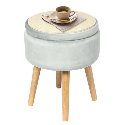 Eddahbi 37cm Wide Velvet Round Solid Colour Ottoman with Storage