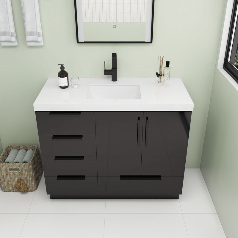 Robincroft 42" Free Standing Vanity With Acrylic Sink, Black