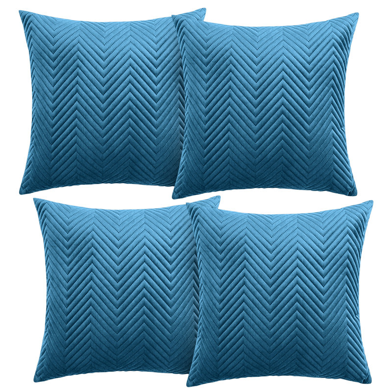 Aspire Homeware Embossed Square Velvet Cushion Cover, Teal, Pack of 4