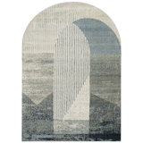 Hand Knotted Striped Area Rug in Silver/Gray/Blue