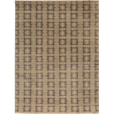 Tapis noir et bleu clair de haute qualité noué à la main
