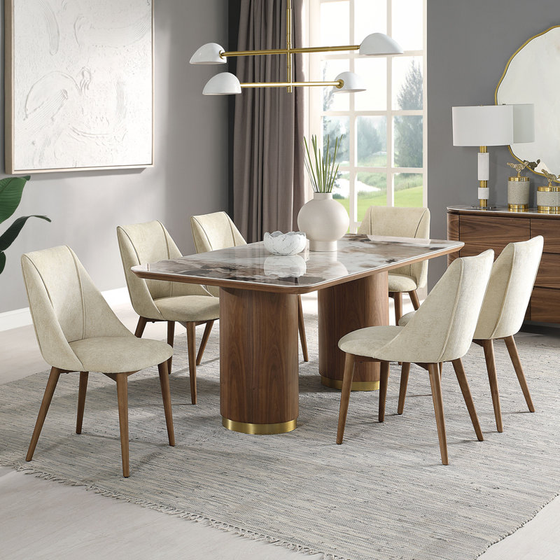 Ceramic Top & Walnut Finish Dining Table