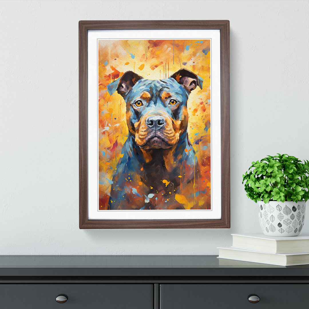 Staffordshire Bull Terrier Impressionism - Framed Print