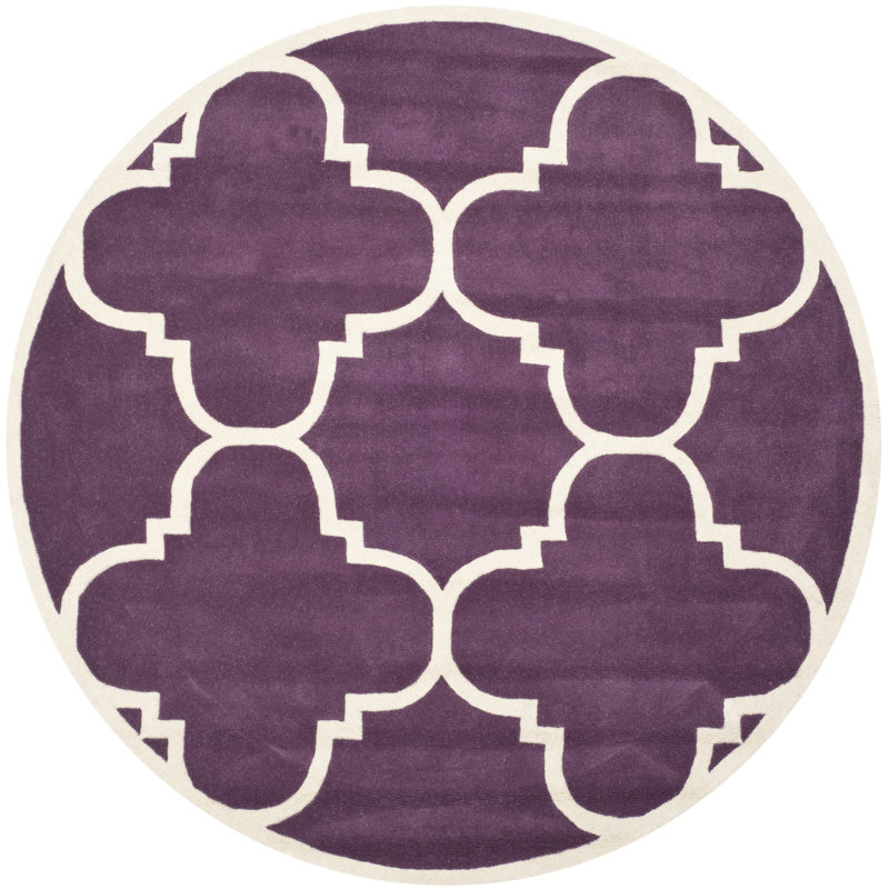 Carolene Hand Tufted Wool Geometric Rug, Round 7'