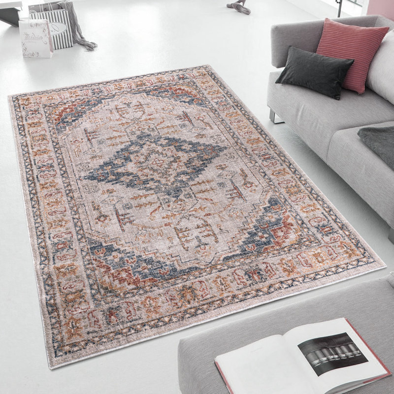Tapis tissé à médaillon rétro Jasmine, Rectangle 8 pi x 10 pi