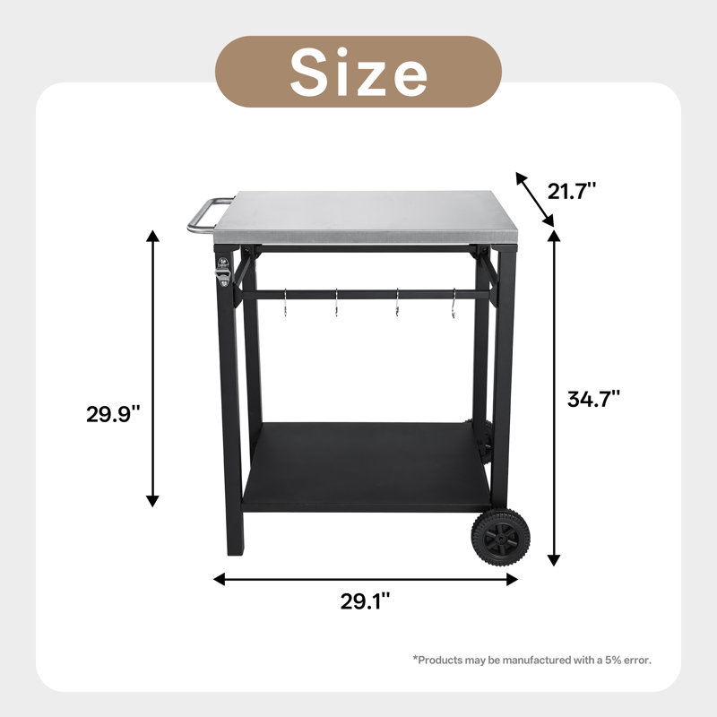 Jalbert 2-Tier Serving Cart with Stainless Steel Top
