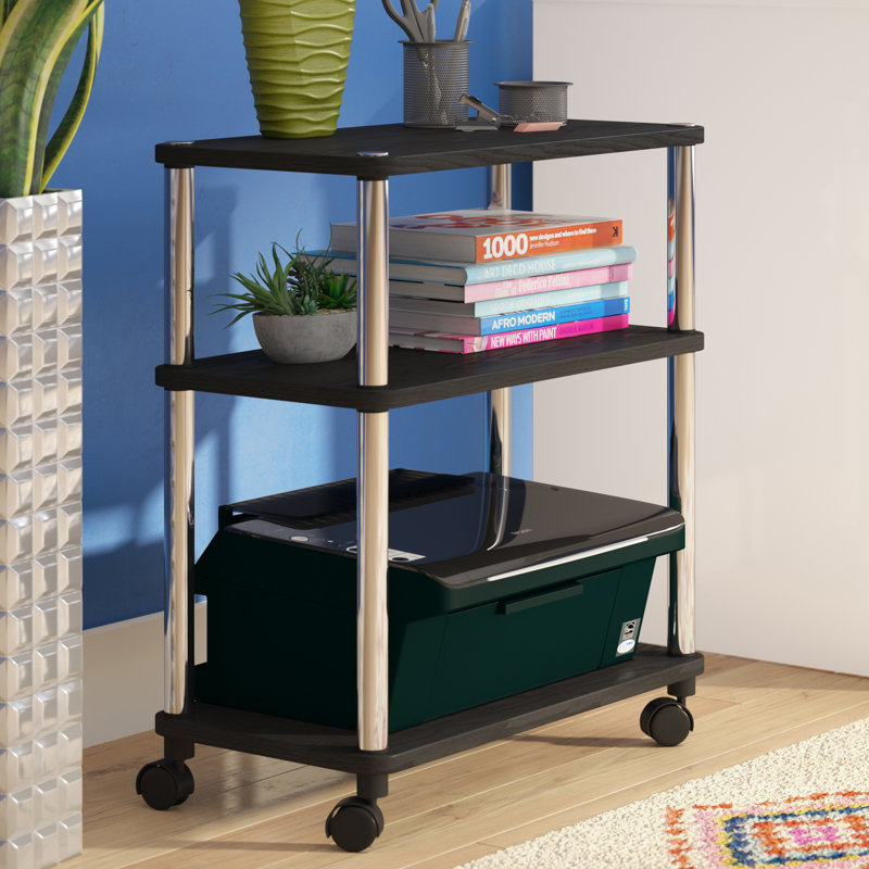 Edwin Utility Cart with Stainless Steel Poles, Black