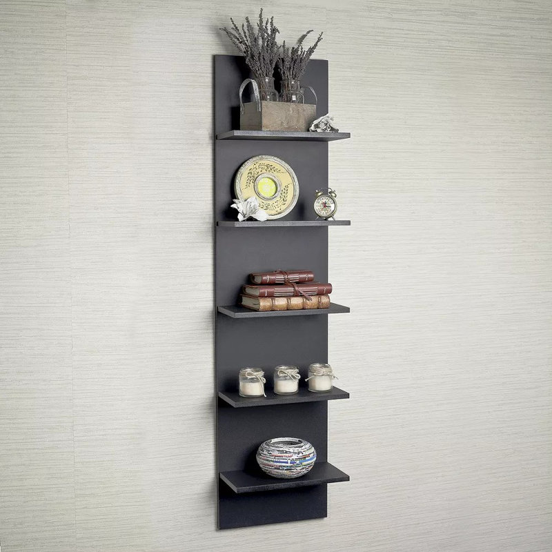 47" x 11.7" Wide Vertical Column Wall Shelf, Black